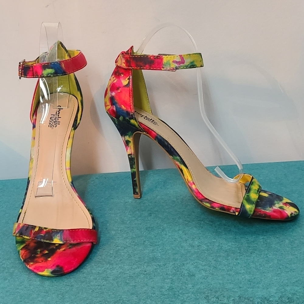 Charlotte Russe Enzo Open Toed Multi-Colored Strappy Heels Size 10